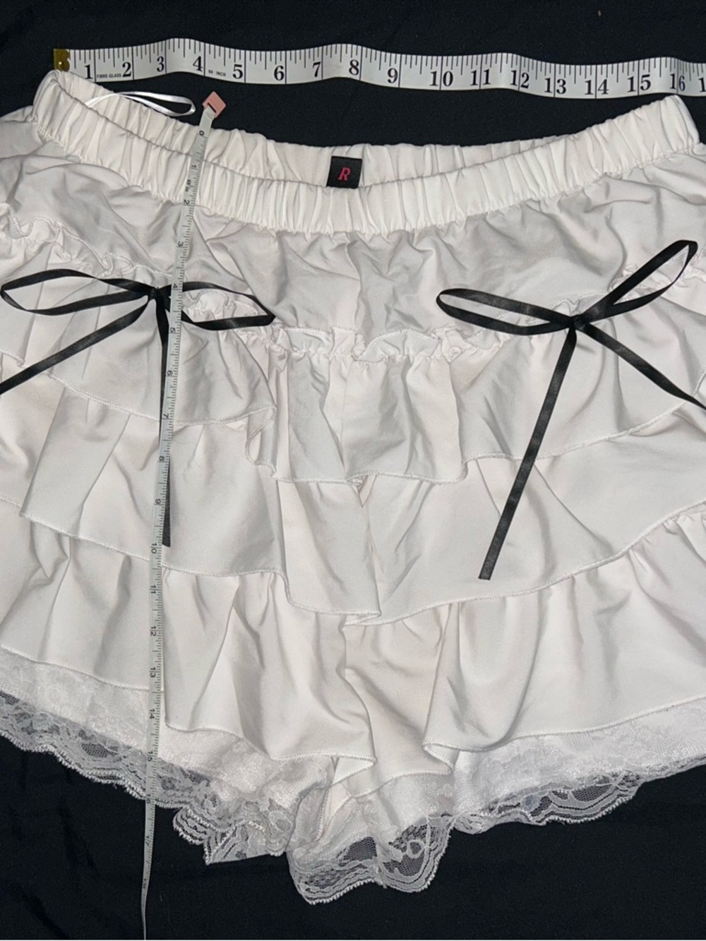 ROMWE 1X White Ruffle Bloomers with Black Bows